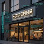 Вывеска для кофейни на композитной подложке