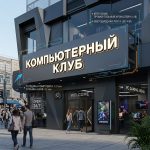 Вывеска для компьютерного клуба на композитной подложке