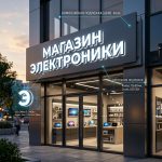 Вывеска для магазина электроники на композитной подложке