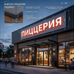 Вывеска для пиццерии на композитной подложке