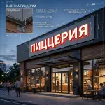 Вывеска для пиццерии на композитной подложке
