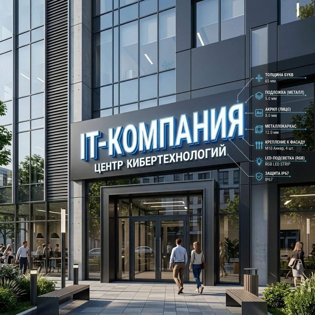 Вывеска «IT-компания» — Объемные световые буквы Вывеска «IT-компания» — Объемные световые буквы — изображение 1