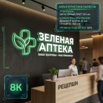 Интерьерная вывеска для аптеки с подсветкой