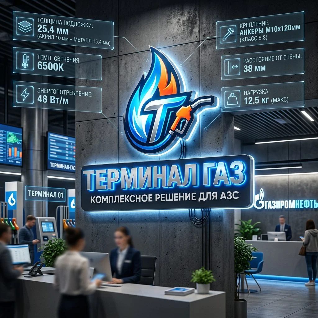 Интерьерная вывеска для АЗС с подсветкой Интерьерная вывеска для АЗС с подсветкой — изображение 1