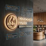 Интерьерная вывеска для библиотеки с подсветкой