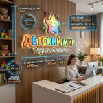 Интерьерная вывеска для детского магазина с подсветкой