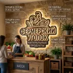 Интерьерная вывеска для фермерской лавки с подсветкой