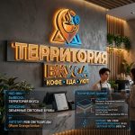 Интерьерная вывеска для кафе с подсветкой