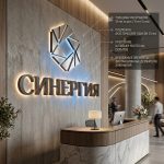 Интерьерная вывеска для коворкинга с подсветкой