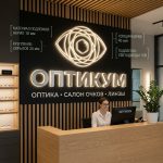 Интерьерная вывеска для магазина оптики с подсветкой