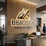Интерьерная вывеска для офиса продаж с подсветкой