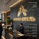 Интерьерная вывеска для отеля с подсветкой