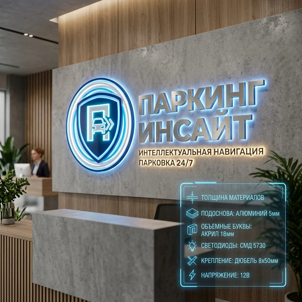 Интерьерная вывеска для парковки с подсветкой Интерьерная вывеска для парковки с подсветкой — изображение 1