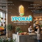 Интерьерная вывеска для продуктового магазина с подсветкой