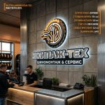 Интерьерная вывеска для шиномонтажа с подсветкой