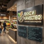 Интерьерная вывеска для супермаркета с подсветкой
