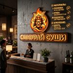 Интерьерная вывеска для суши-бара с подсветкой