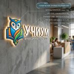 Интерьерная вывеска для учебного центра с подсветкой