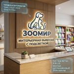 Интерьерная вывеска для зоомагазина с подсветкой