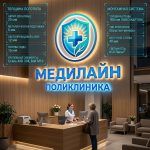 Объемный логотип вывеска для поликлиники с подсветкой