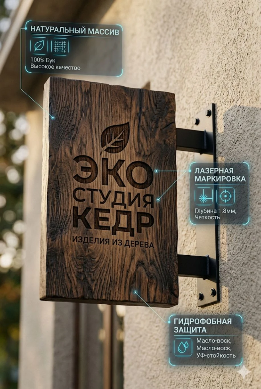 панель-кронштейн из дерева БСД ГРУПП Деревянный панель-кронштейн (Массив дерева / Влагостойкая фанера) — изображение 1