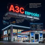 Световая крышная установка (вывеска) для АЗС (заправочной станции)