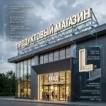 Световая крышная установка (вывеска) для продуктового магазина