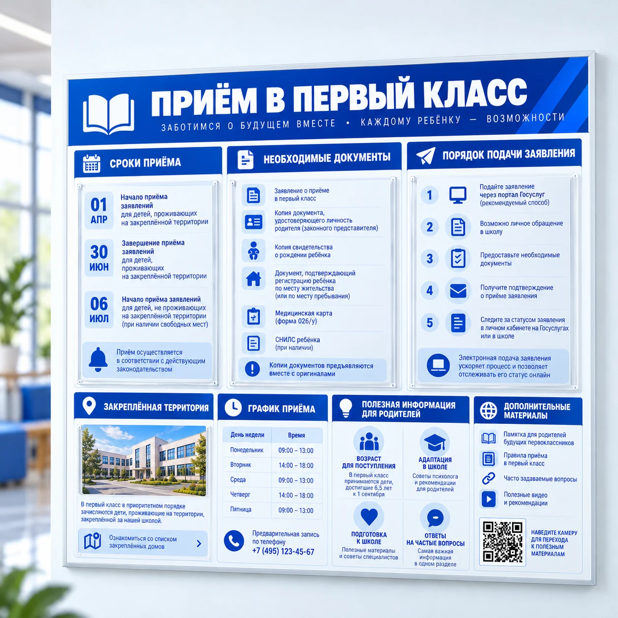 BSD-SCH-003 Информационный стенд «Приём в первый класс» — изображение 1