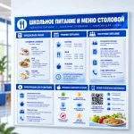 Информационный стенд «Школьное питание и меню» с карманами