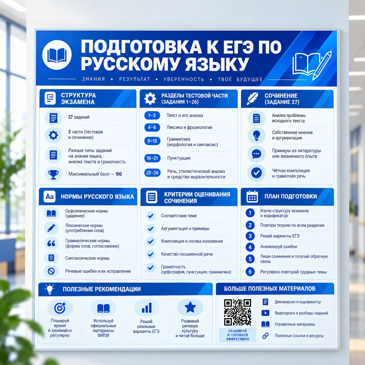 BSD-SCH-021 Стенд «Подготовка к ЕГЭ по русскому языку» — изображение 1