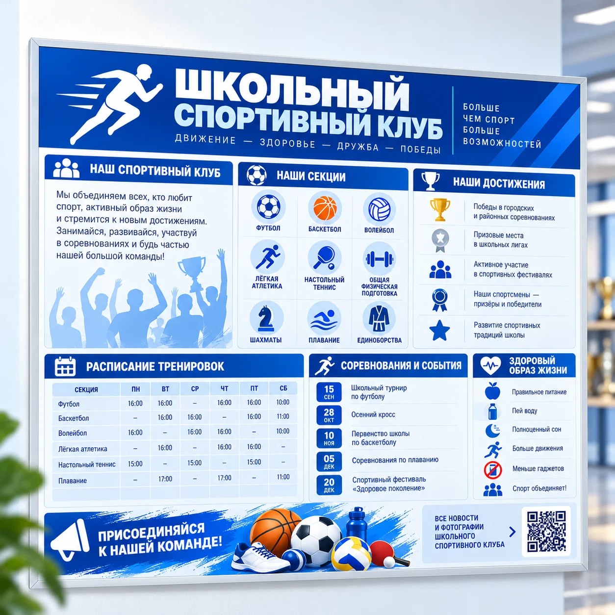 BSD-SCH-035 Информационный стенд «Школьный спортивный клуб» — изображение 1