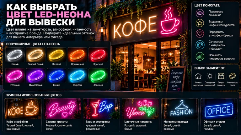 Как выбрать цвет LED-неона для вывески