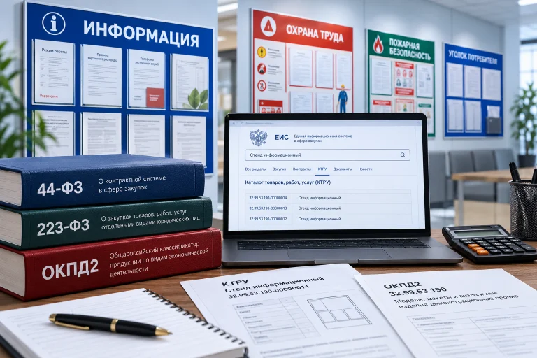ОКПД2 и КТРУ для информационных стендов: как выбрать код при закупке