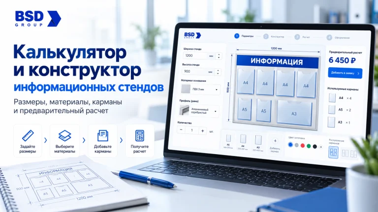 Как пользоваться калькулятором и конструктором информационных стендов