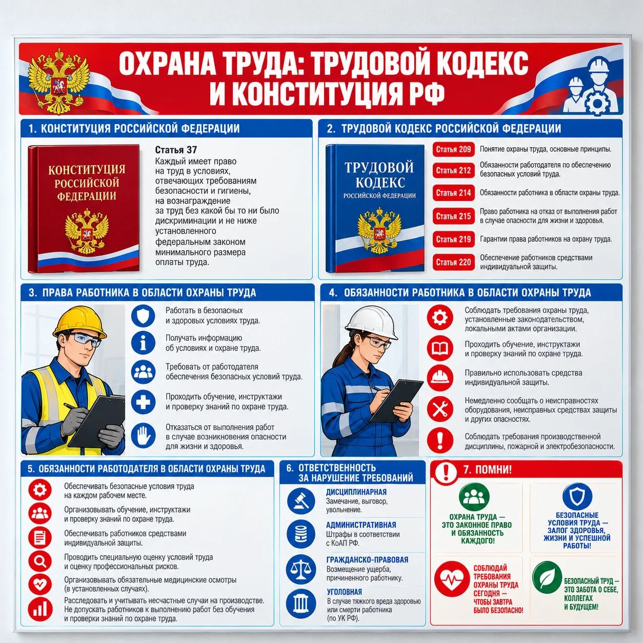 Информационный стенд Охрана труда Трудовой кодекс и Конституция РФ Информационный стенд «Охрана труда: Трудовой кодекс и Конституция РФ» — изображение 1