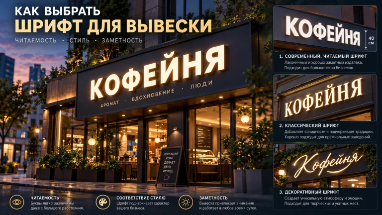 Как выбрать шрифт для объемных букв и рекламной вывески