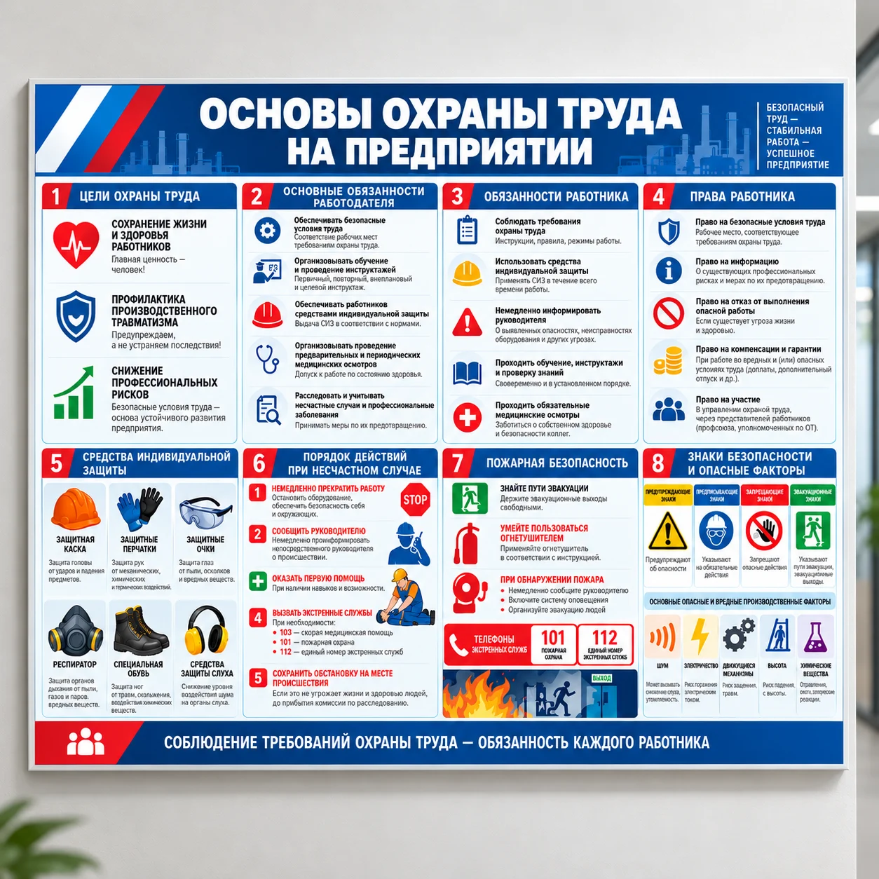 Стенд «Основы охраны труда на предприятии» карточка Стенд «Основы охраны труда на предприятии» — изображение 1