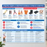 Стенд-схема «Средства защиты в электроустановках и сроки их осмотров»