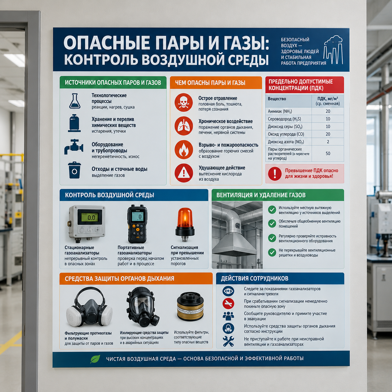 стенды химических производств 10 Стенд «Опасные пары и газы: контроль воздушной среды» — изображение 1